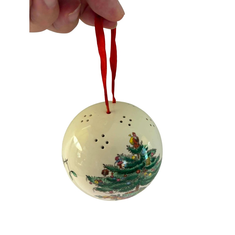 Spode Christmas Tree Pomander Ball Ornament‎ Porcelain Potpourri Hanging England
